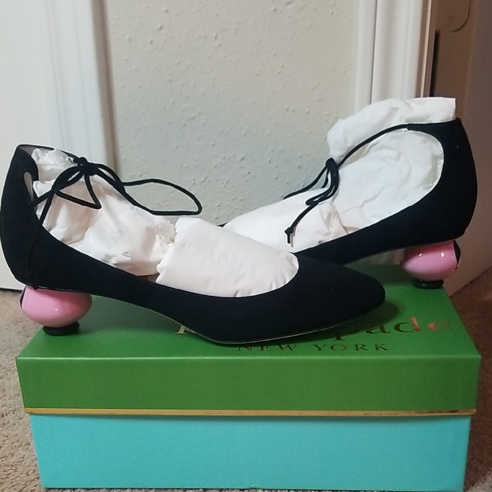 Kate Spade Black and Pink Flats with Artistic Heel
